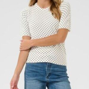 NWT Kaffe White Polka Dot  short sleeve sweater T-shirt  size small